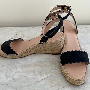 Kate Spade Theodora Espadrille Scallop Black Wedges
